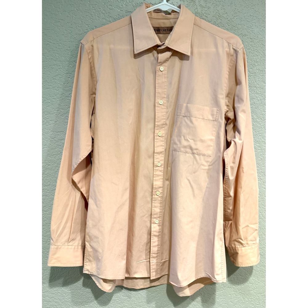 Vintage Henry Grethel Shirt Mens‎ Size 16 32/33 Long Sleeve Button Up Pink